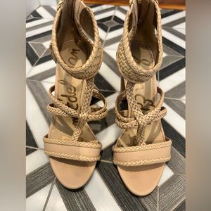 Sam Edelman woven high heeled sandals. Tan. Size 7.